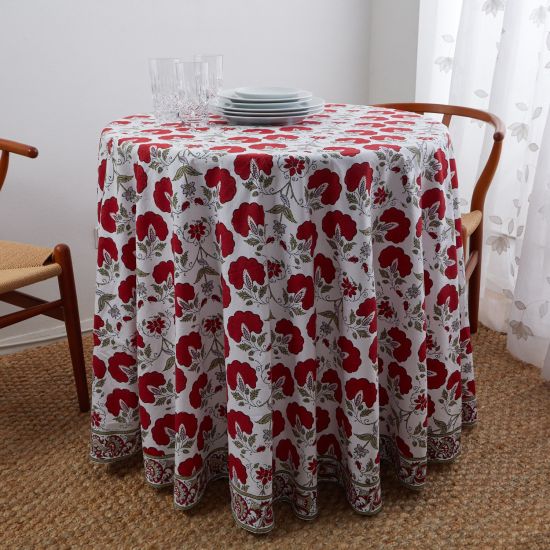 Janvi Round Tablecloth - Red